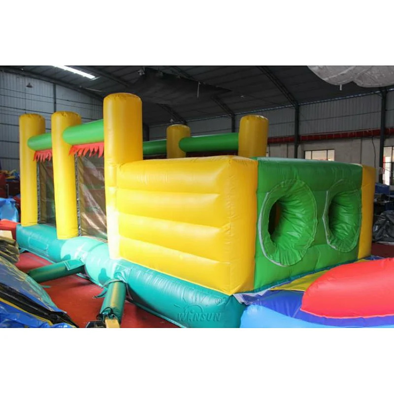 Inflatable obstacle course and slide for kids
