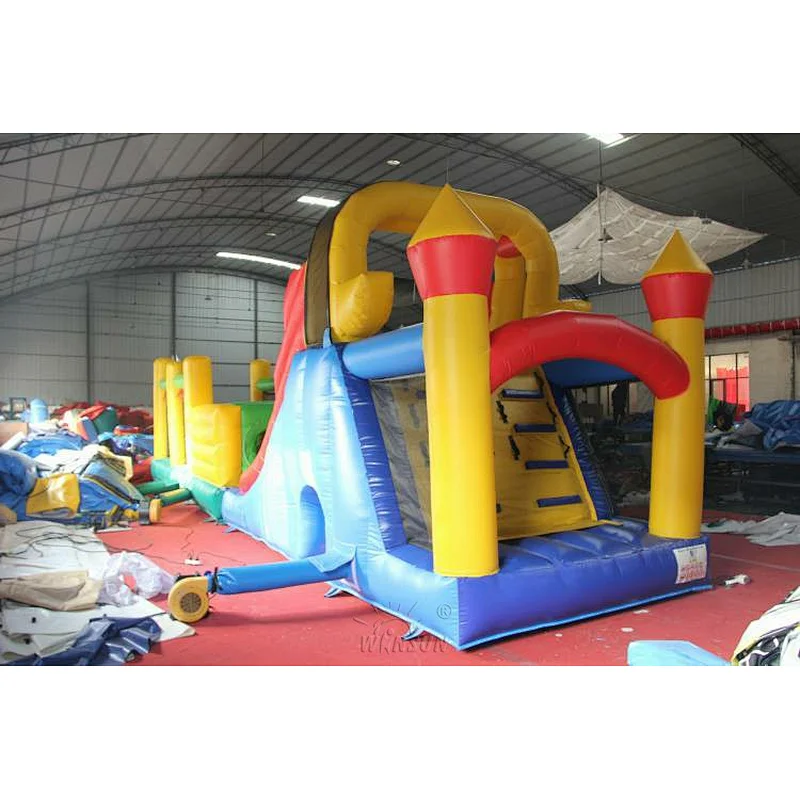 Inflatable obstacle course and slide for kids