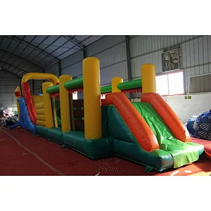 Inflatable obstacle course and slide for kids