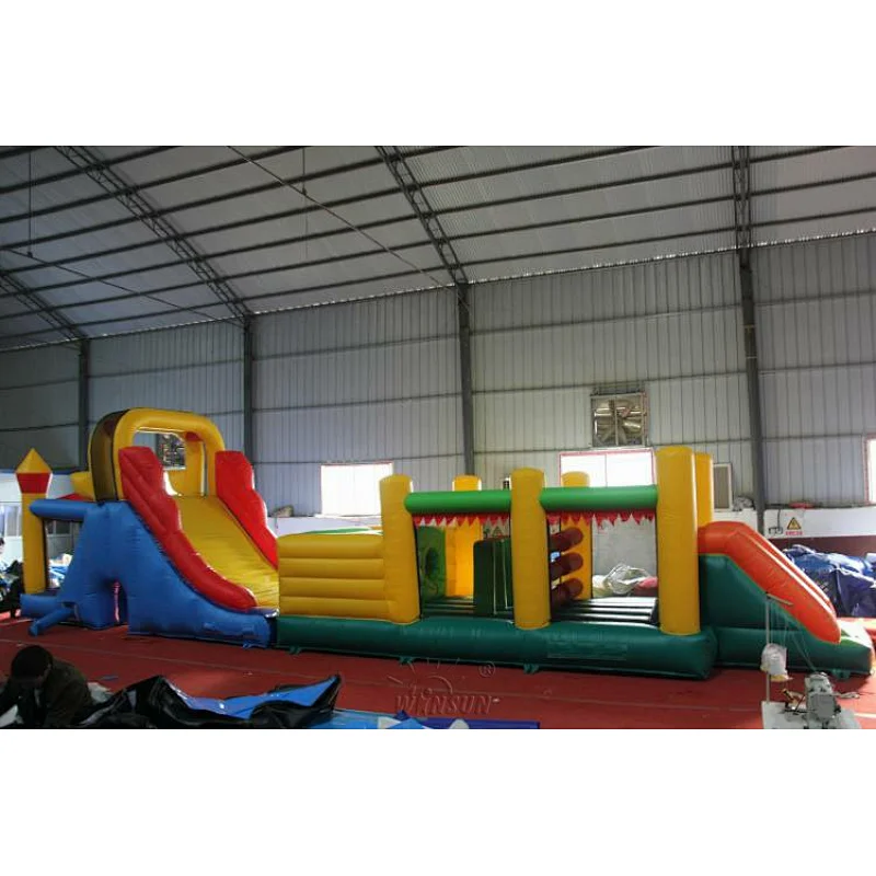 Inflatable obstacle course and slide for kids