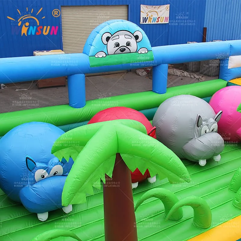 Inflatable Hippo Wipeout Obstacle Course Game