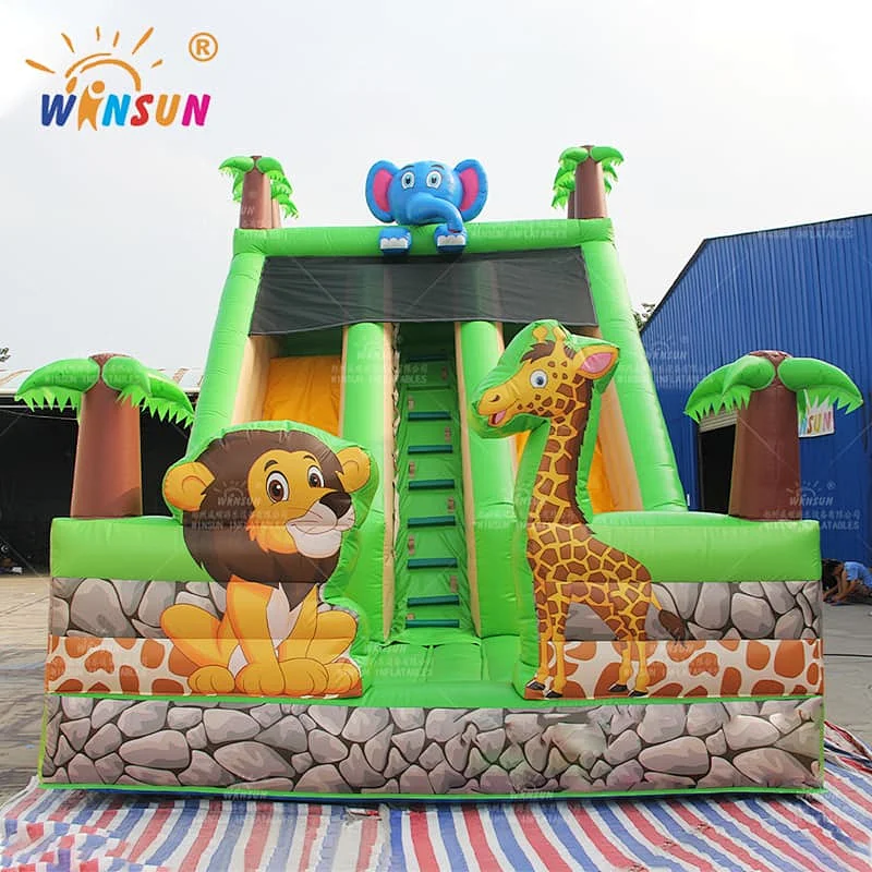 Jungle Animals Inflatable Dry Slide