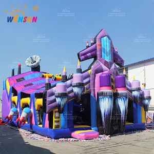 Rocket Theme Inflatable Funland with cover
