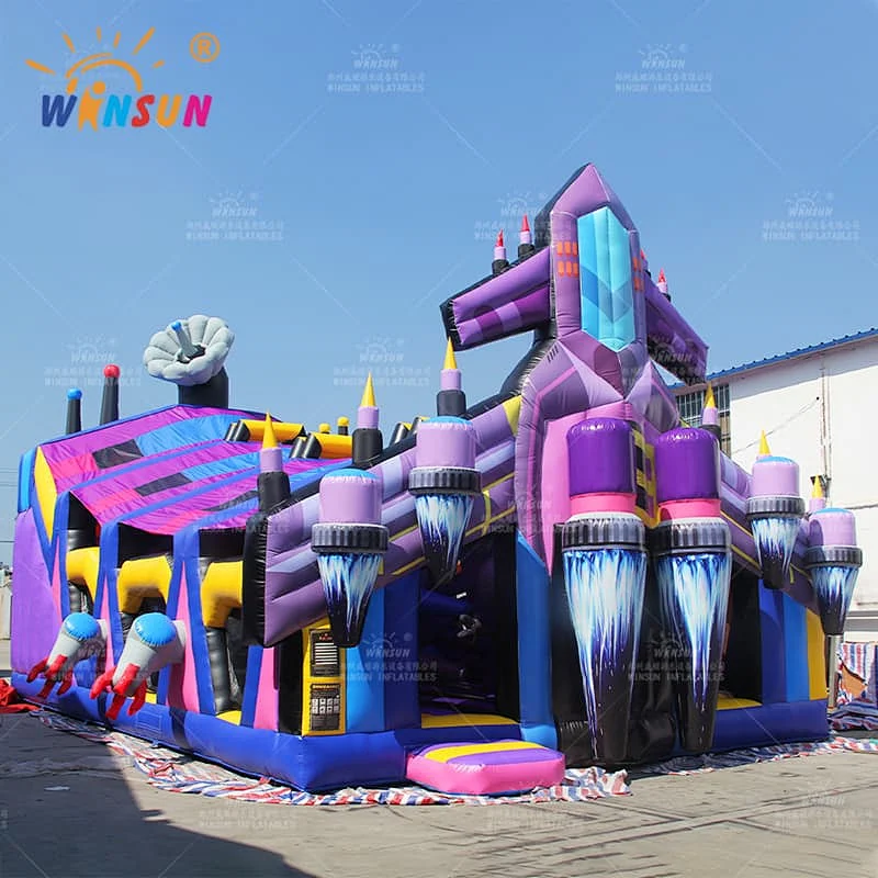 Rocket Theme Inflatable Funland with cover