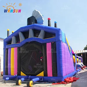Rocket Theme Inflatable Funland with cover