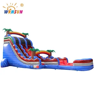 Tropical red and blue Marble Inflatable Water Slide
