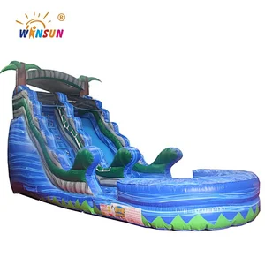 Tropical Blue Marble inflatable water slide