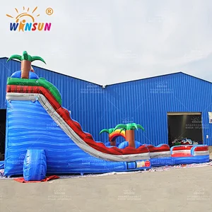 Tropical red and blue Marble Inflatable Water Slide