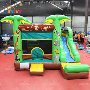 Wild Animals Inflatable Jumping Castle with slide