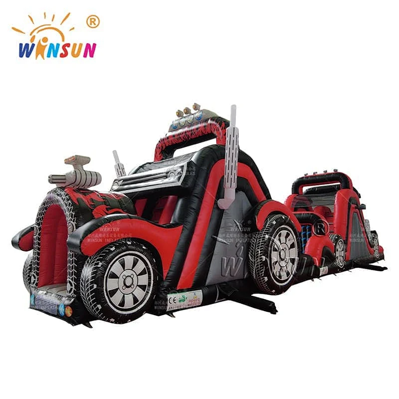 Commercial Inflatable Obstacle Course Crazy Racing Car theme