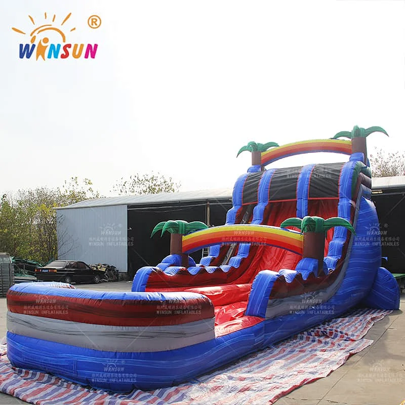 Tropical red and blue Marble Inflatable Water Slide
