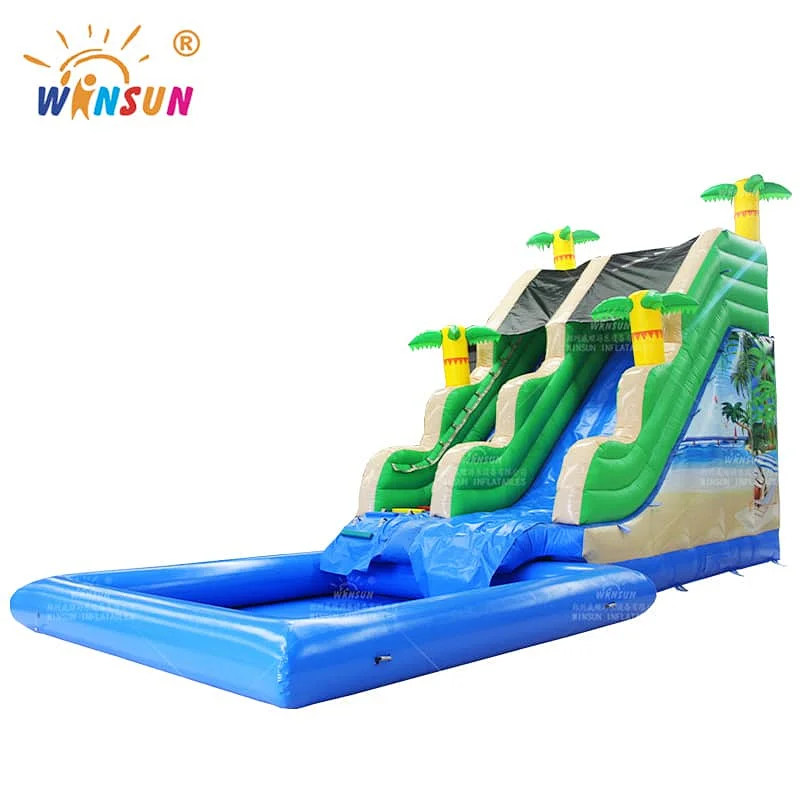 Inflatable Water Slide with Air-tight pool for Beach