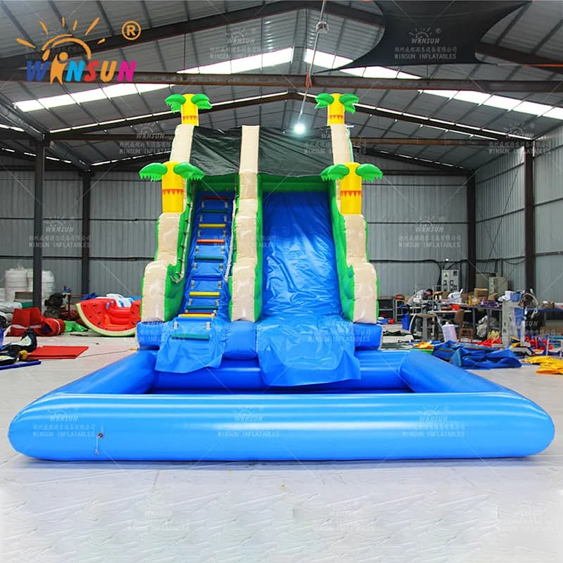 Inflatable Water Slide with Air-tight pool for Beach