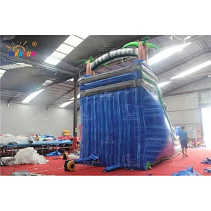 Tropical Blue Marble inflatable water slide