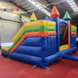 Dual Lane Inflatable slide with moonwalk