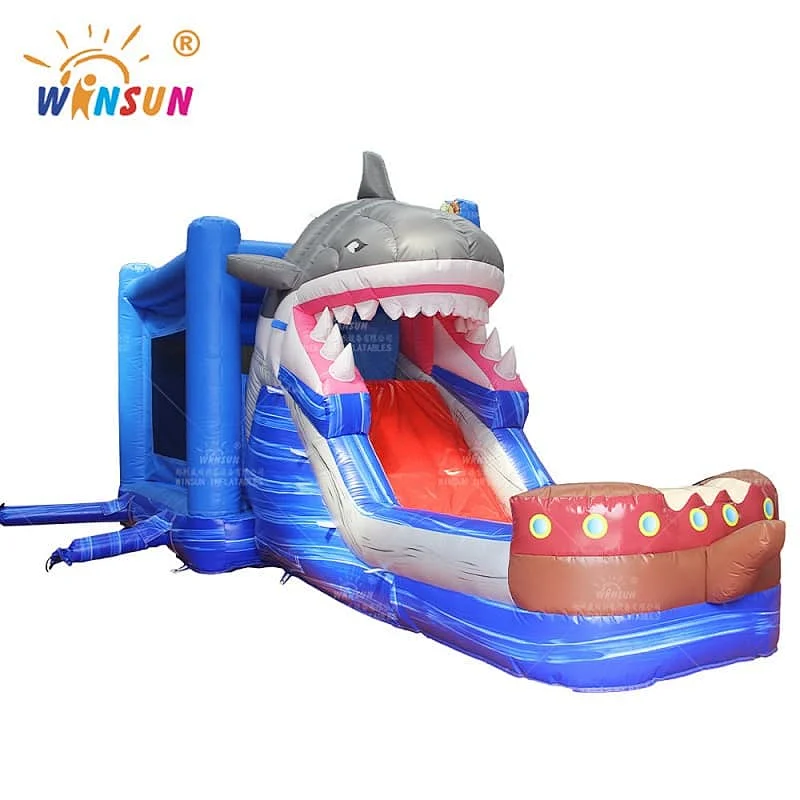 Shark inflatable combo jumping castle with slide