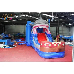 Shark inflatable combo jumping castle with slide