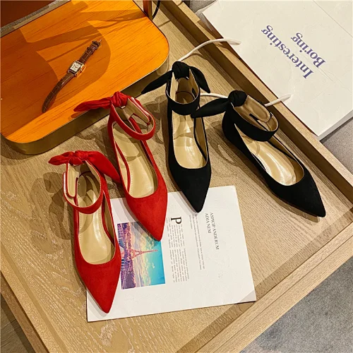 101486  DEleventh woman shoesNew pointed solid color Suede high heels for women
