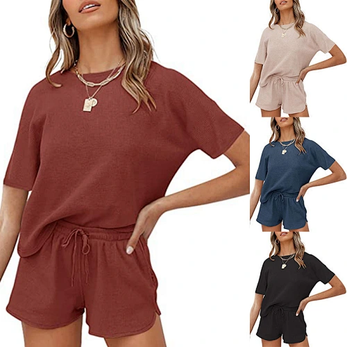 Wholesale Clothing Summer Fashion Casual Shirt 2 Piece Sets Women Two Piece Short Pants Set