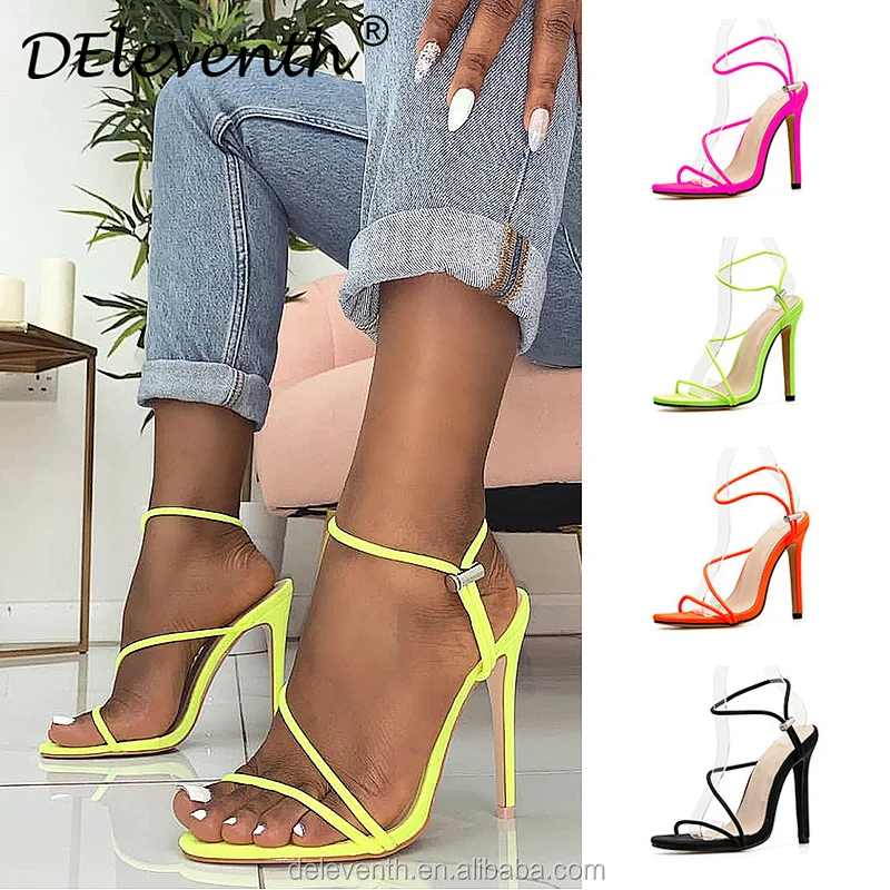 2020 New Summer Women's Sandals Open Toe Ankle Strap High Heels Solid Stilettos For Fashion Ladies Shoes