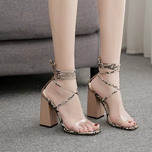 101065 DEleventh Shoes Woman Fashion Ankle Crossed Tied Fashion Heels Sandals Summer PVC Clear Coarser High Heels Shoes Rosered