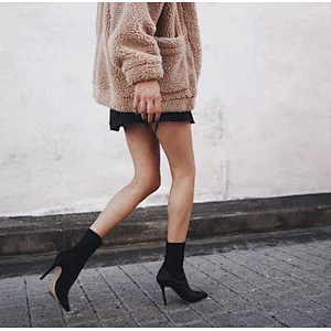 DEleventh Shoes Woman Punk Style Elegant Stretch Heels Fabric Ankle Boots Pointy Toe Stiletto High Heels Formal Shoes In Stock