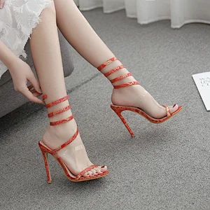 DEleventh Shoes Woman Wedding Shoe Rome Open Toe Sandals New Arrivals 2020 Red Sexy Ladies Dress Part Stiletto High Heels Shoes