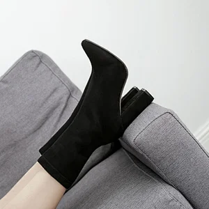 100932  New design black high heel shoes women's pointed shoes