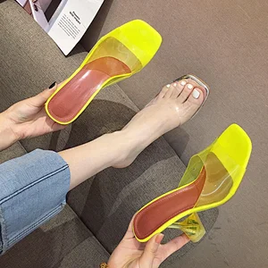 GY322-ABC Fashion Personality Elegant Women Shoes PVC Clear Peep Toe Sandals Crystal Heel Summer High Heels Slippers