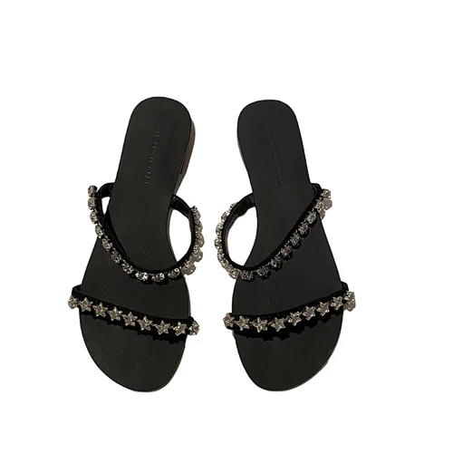 LY115-1 ISEEYOUFIRST shoes women Wholesale Factory New Style Summer New Style Flat Sandals with Rhinestones Vendor