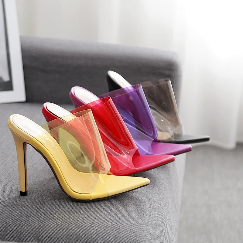 CX660-11New design candy color transparent pointed Sexy High Heel Sandal