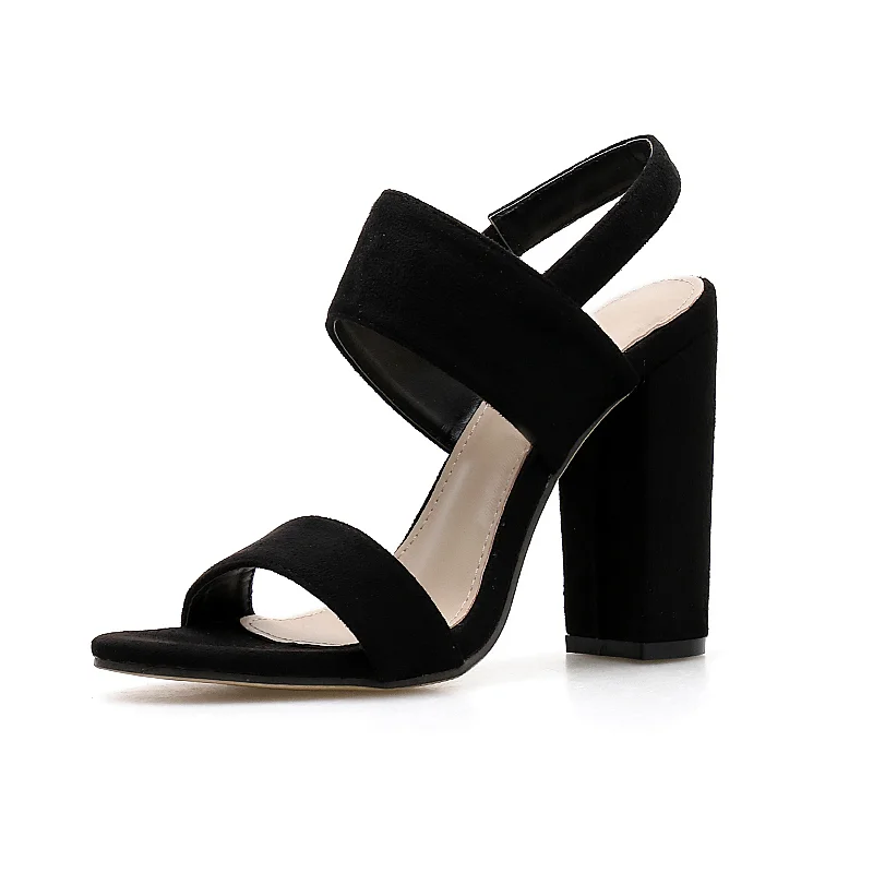 Deleventh Shoes Woman Sexy Roman Sandals New Summer 2020 Peep-Toe Buckle Coarser High Heels Party Shoes Black Wholesale In Stock
