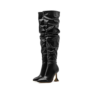 100879 DEleventh Shoes Woman Sexy Over The Knee High Boots 2020 Ladies Fashion High Heels long booties Plus Size Black White hot