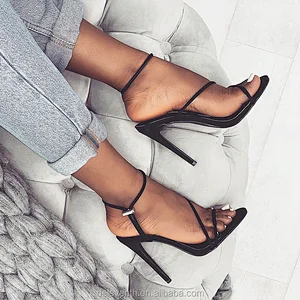 2020 New Summer Women's Sandals Open Toe Ankle Strap High Heels Solid Stilettos For Fashion Ladies Shoes