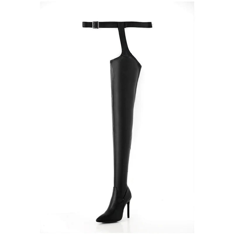 100422  APE chap boots High heeled shoes sexy over the knee boots black