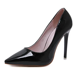 DEleventh Shoes Woman New Design Shoes 2020 Sexy Patent Leather Slip-On Stiletto High Heel Office Pump Black Red White Wholesale