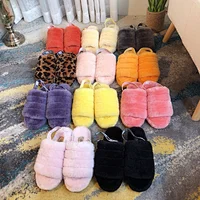 Colorful Fashion Hot sale Fur Women Plush Slippers Flat sandals
