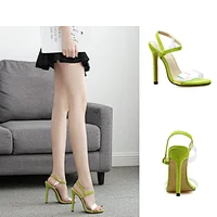DEleventh Shoes Woman New Design Shoes 2020 Sexy PVC Clear Peep-Toe Heels Summer Stiletto High Heels Model Show Sandals Green