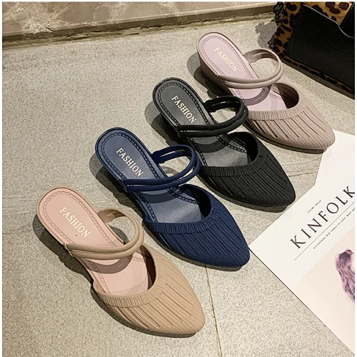 Summer Womens Shoes Pointed Wedge Sandals Waterproof Slip-on Slippers