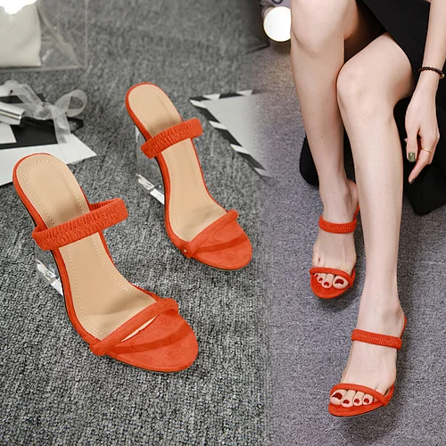 101202 Summer Womens Shoes Crystal Wedge Sandals Mules Waterproof Slippers