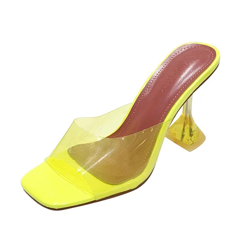 GY322-ABC Fashion Personality Elegant Women Shoes PVC Clear Peep Toe Sandals Crystal Heel Summer High Heels Slippers