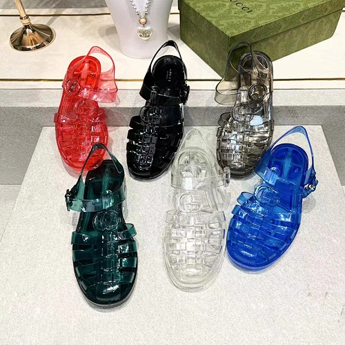 DEleventh Shoes Famous Brand GC2202 Roma designer shoes transparent clear flat walking style new shoes beach jelly sandals