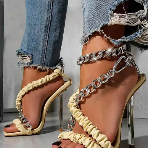 101970 DEleventh woman shoes European and American foreign trade new design fashion new style metal Stiletto Sandals