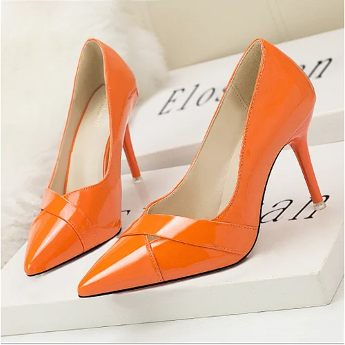 Ladies Fashion Sandals High Heels Pumps Sexy Pointed PU Stilettos Slippers Party Shoes Pink