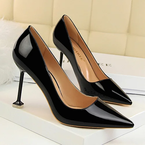 YX 1716-6 Ladies Fashion Sandals High Heels Pumps Sexy Pointed PU Stilettos Slippers Party Shoes
