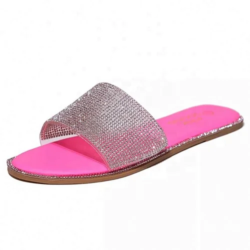9070 deleventh 2022 Fashion Hot Sale Babouche lady  Flat Slippers  Diamond Rhinestone Slides Bling Sandals Summer Women Slippers