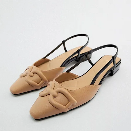 Deleventh shoes Z-5850 elegant brand fashion brown women flats stock casual dress shoes slip on flat mules shoes for women