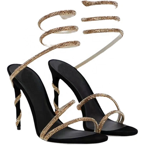 Deleventh Shoes Ladies Heeed Shoes Luxury Wedding Shoes Rhinestone Stiletto Custom Fashion High Heeled Sandals
