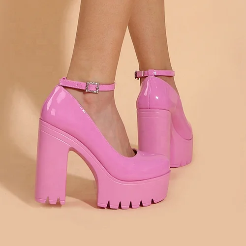 DEleventh Shoes 115750 Unique designer Block Sandals women Shoes Pumps Custom Quality Chunky Platform High heels pink stock
