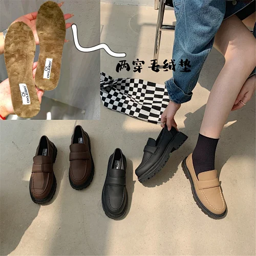 Mary Jane women's shoes British Wind medium heel thick soled autumn and winter new Lok Fu shoes soft soled big head single shoes